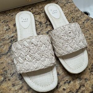 A New Day Women's Woven Tan Slide Sandals